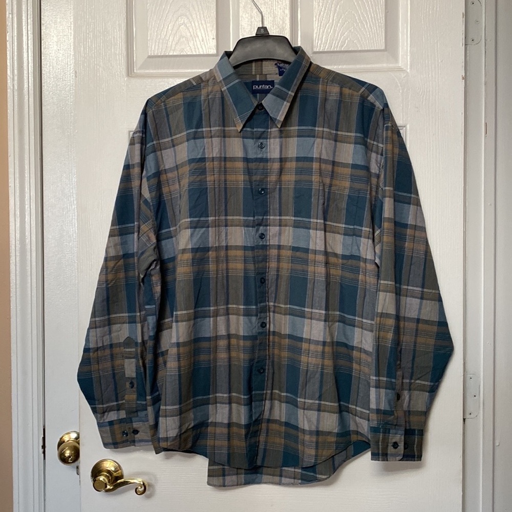 VTG 90’s Plaid Print Long Sleeves Button Down Shirt